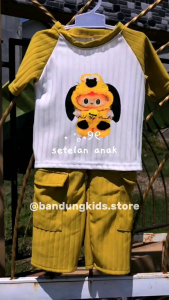 SETELAN ANAK PEREMPUAN CELANA CARGO BAHAN KNITH MOTIF TERBARU UNTUK USIA 1-10TAHUN