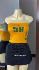 2PCS AURA Star 58 Tube Graphic Semi Crop Top Y2k 90s Womens Streetwear Garterize on Back Sleeveless Cotton Spandex