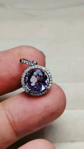 Natural Untreated Brazil Amethyst 2.41 carat Certified silver handmade pendant