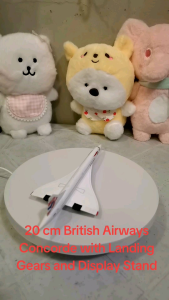 20 cm or 8 inches British Airways Concorde Diecast Airplane Collection with Landing Gears and Display Stand