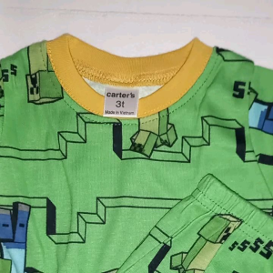 Green Blocks Terno Shirt and Shorts Set for Kids