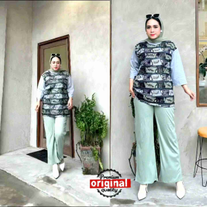 One Set Wanita Kaos Oversize Setelan Lanicha Terbaru Pakaian Set
