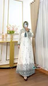 GAMIS CERUTY ETNIK SET HIJAB KHUSUS DASAR WARNA PUTIH