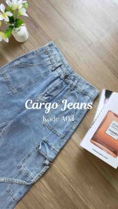 Beevalue Celana Jeans Kulot Wanita Cargo Panjang Highwaist | Celana Denim Cargo Loose Pants Bahan Premium | Celana Jeans Cargo Style Korea (A03)