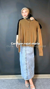 Starla Cardigan Rajut Wanita Lengan Panjang Kancing Gold