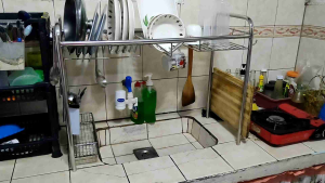 Kitchen Dish Rack Stainless Sink Top OVER Sink Dish Drainer Space Saver