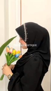 ฮิญาบสวมยืดปักคริสตัล (ฟรีไซส์)