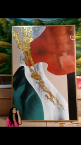 lukisan abstrak minimalis modernlukisan abstrak orange area