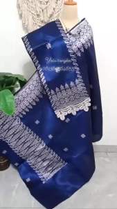 Songket silungkang full kristal premium biru elektrik silver rendo koto gadang