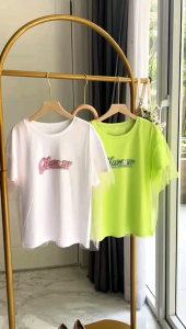 ●ECLAIRE● 043 Tshirt Kaos Kombinasi Tile Leher Bulat Lengan Pendek Shortsleeves Kasual Korea Casual Basic Santai Import Premium 10066