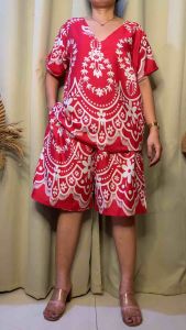 XL TO 2XL TERNO CHALLIS VNECK SHORT WITH SIDE POCKET