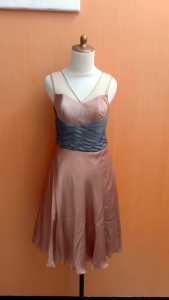 GAUN mini midi dress wanita coklat susu MEWAH cewek M kutung MEWAH vneck