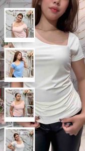 Afforable Clothes Apparel Diana Ruched Side Asymmetrical Elegant Comfort Body Basic Casual Blouse