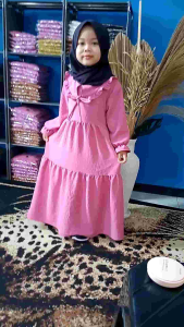 Terbaru Gamis Anak Perempuan Bahan Crinkle Airflow Usia 1-9Tahun