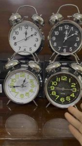 Đồng hồ báo thức 2 chuông to bằng inox mặt in hình SỐ DẠ QUANG (có đèn ảnh thật)