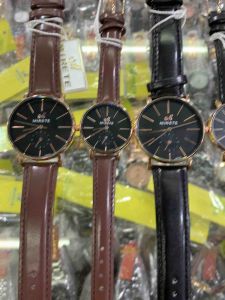 Jam Tangan Couple Mirete Kulit Tipis Analog Tahan Air