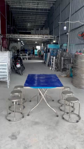 (🔥Rẻ vô địch🔥) Bộ bàn ghế inox chữ nhật gấp gọn