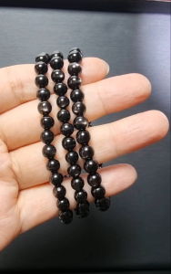 Hypersthene Bracelet Double-eye Cross Star Effects Top Grade Small Size Hypersthene Bracelet