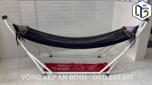 Bộ Võng Xếp An Bình Hàng Xuất Khẩu Khung Phi 32 Sơn Tĩnh Điện Chịu Lực 250kg Lưới Võng Polyester Siêu Bền Màu Sắc Đa Dạng - Hàng Chính Hãng