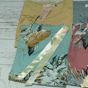 SETELAN ANNE CLAIRE PP CALATHEA BLOOM LENGAN 7/8 KERUT JUMBO XL CELANA KULOT - SETELAN RUMAH - SETELAN SANTAI