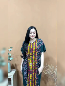 Daster batik lowo kalong jumbo ld 150cm serut dada hitam pekat rayon tebal adem