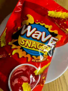 นิวเวฟ แม็กซ์เวฟ (30กรัมx12ซอง) แถมซอสมะเขือเทศ ผู้ผลิตเดิมอร่อยเหมือนเดิม ขนมโบราณ ขนมยุค90