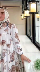 Set Hijab Ceruty Azura Dress Pesta Muslimah Gamis Lebaran Terbaru Model Oversize Motif Cantik Elegan