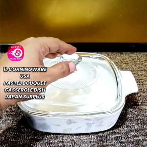 1L CORNINGWARE USA PASTEL BOUQUET CASSEROLE DISH (USED) • Japan Surplus