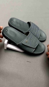 Dép nam quai ngang da bò DT021 đế đúc dẻo mỏng nhẹ may viền chắc chắn quai bản xé dán rời tiện lợi