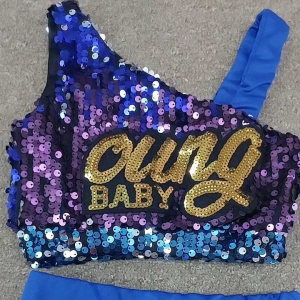 READY STOCK Children Kids Hip Hop Dance Costume Sequin Glittering Street Dance Concert Costume Stage Performance Costume