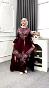 Baju Gamis Wanita Batiik Cap Pekalongan Rayon Twill Ibu Busui Kondangan Kekinian