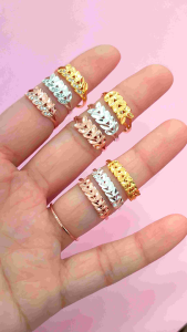 CINCIN DAUN SHIMMER VIRAL PERAK 925 ASLI LAPIS MAS