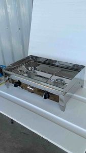 Double Burner Stainless Burger Hotdog Egg Gas Griller Griddle 24x15 inches
