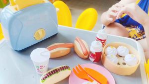 Kitchen Playset Simulation Toy Pretend Playset Kitchenware Cookware Toaster Set Breakfast Mainan Masak