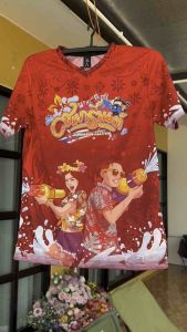 เสื้อสงกรานต์Tids เสื้อคอวีพิมพ์ลาย เสื้อเทศกาล สินค้าพร้อมส่ง