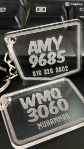 Keychain Nombor Plate Engraving Nama Keychain Nama Custom - HIGH QUALITY Acrylic-