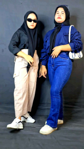 Celana Kulot Cargo Wanita Dewasa Hightwist Kain Semi Jeans Maksimal BB 55 kg