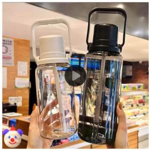 2L 1.5L Large Capacity Leakproof BPA-Free Scale Water Bottle With Handle Straw High Quality Sport Drinking Bottle