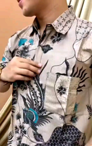 SIZE M L XL XXL  BSWART Batik HRB026 Kenongo Hem Pendek Padi Pekalongan M L XL Batik Pria MURAH