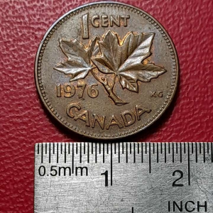 Koin Kanada Jadul Koleksi kuno One Cent Tahun 1976 BEKAS