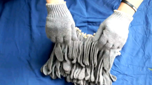 Sarung Tangan Rajut 1 Lusin Isi 12 Pasang (24 Pcs) Putih Abu/Sarung Tangan Rekondisi Bahan Tebal