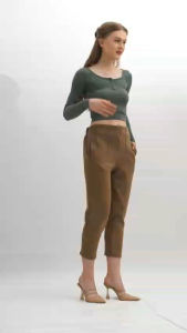 Celana Wanita 3/4 Pinggang Karet Highweist Basic Pants All Size Bahan Scuba