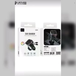 CA904 - Car Charger LENYES CA-904 37.5W RGB Light Car Charger Mobil Super Fast Charging Multi Port Built In Cable Lightning + Type C