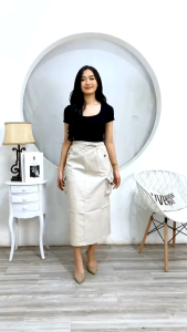 DIZY SKIRT CARGO TWILL WANITA // CIZY ROK CARGO TWILL IMP PREMIUM MAXI SKIRT Katun Karet Standar Kancing Panjang milo Navy Samping Basic