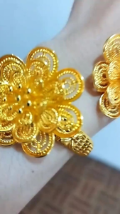 SATU SET PERHIASAN BUNGA BANGKOK PERHIASAN KENDARI TERBARU WARNA 24K