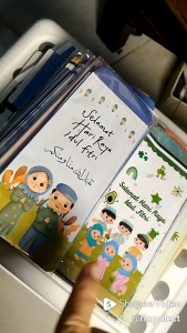 Amplop Lebaran Panjang motif family kids islami masjid Uang Tanpa Lipat isi 10/pak
