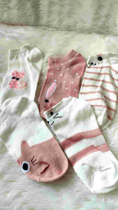 Isi 5 Pasang Kaos Kaki CAT PINK Kaos Kaki Pendek Wanita & Anak - anak Korean Style