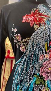 ÁO DÀI NỮ TRUNG NIÊN / BÀ SUI NHUNG ĐEN KẾT HẠT VẼ RỒNG PHỤNG SANG TRỌNG FROM TRUYỀN THỐNG TÔN DÁNG MẶC CƯỚI HỎI  ĐI TIỆC