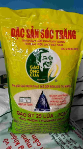 Gạo ST25 LÚA TÔM bao 25Kg (5 túi 5kg). Dẻo thơm ít phân bón thuốc trừ sâu. Chính hãng.