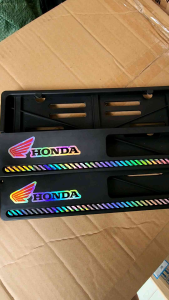Dudukan Plat Nomor Motor List Karbon Plus Stiker Sayap Honda Hologram Universal Semua Motor
